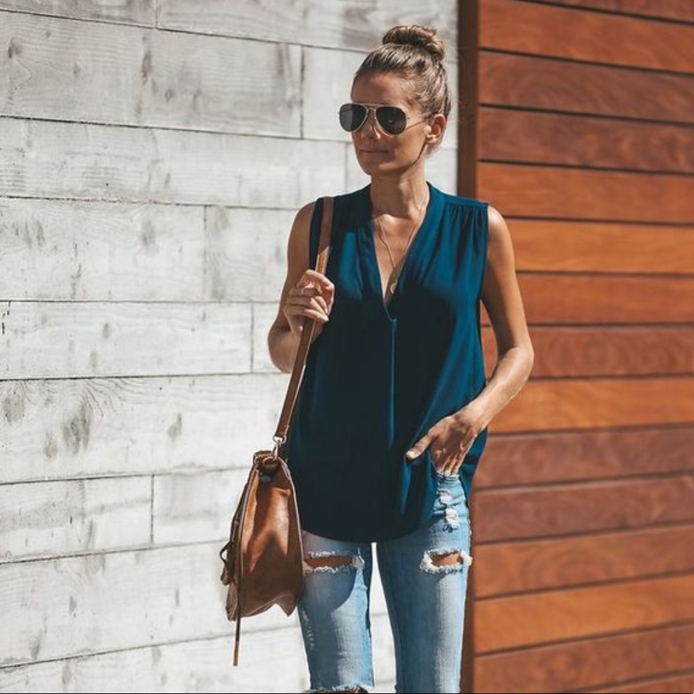 Vici Teal V-Neck Tank